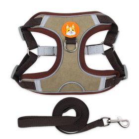 Tiny Tail Reflective Dog Harness & Leash Set (colour: Brown, Specification (L * W): S)