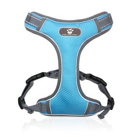 Mesh Breathable Reflective Dog Chest Harness (colour: Light blue, Specification (L * W): M (12-32 kg))