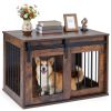 TimberHaven Modern Sliding Barn Door Dog Crate Furniture