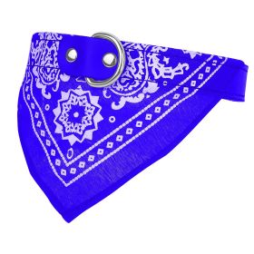 Adjustable Triangle Scarf Bandana Leather Pet Collar (Color: Blue, size: L)