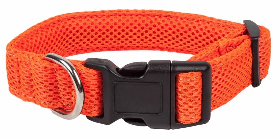 Aero Mesh Breathable Adjustable Dog Collar (Color: Orange, size: large)