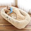PetFriend Oversized Human Dog Bed for Adults and Pets Plush Faux Fur Orthopedic Lounger with Pillow and Blanket