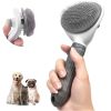 Stainless Steel Needle Dog Hair Brush with Quick Release Button