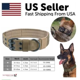 Wide Tactical Heavy Duty Large Dog Collar (Option: Brown-M)