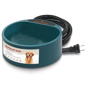 Heated Water Bowl For Dog Cat 74.4OZ Heating Water Dish IP67 Waterproof Thermal Water Bowl Heated Pet Bowl Dog Cat Water Feeder Bowl For Dog (Option: Army Green)