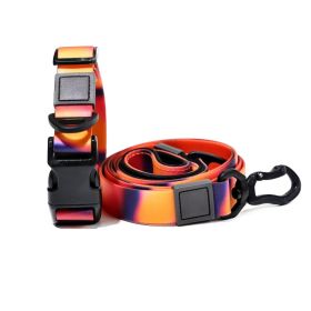 Heat Transfer Print PVC Coated Rubberized Waterproof Leash & Collar Set (Option: Orange-15mm)
