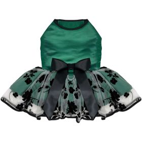 DoggieDesign Green and Black Satin Dog Dress (size: X-Small)