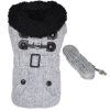 DoggieDesign Grey Herringbone Designer Harness Coat and Matching Leash