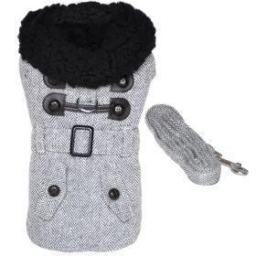 DoggieDesign Grey Herringbone Designer Harness Coat and Matching Leash (size: X-Small)
