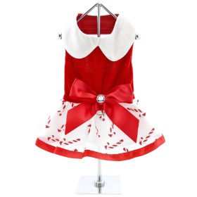 DoggieDesign Holiday Dog Harness Dress (Color: Candy Canes, size: X-Small)