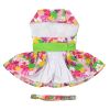 DoggieDesign Pink Hawaiian Floral Dog Harness Dress with Matching Leash