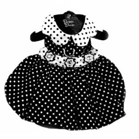 DoggieDesign Polka Dot Dog Dress (Color: Black and White, size: X-Small)