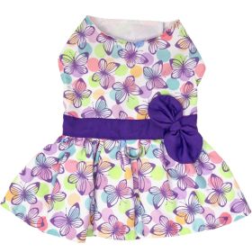 DoggieDesign Purple Butterfly Dog Dress with Matching Leash (size: X-Small)