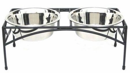 Regal Double Elevated Dog Bowl Feeder with Stainless Steel Bowls (Option: Small/Black)