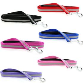 DoggieDesign Reflective Nylon Leash with Soft Grip Handle 3/4 in. Wide x 5 ft. Long (Color: Raspberry Pink, size: 5ft)