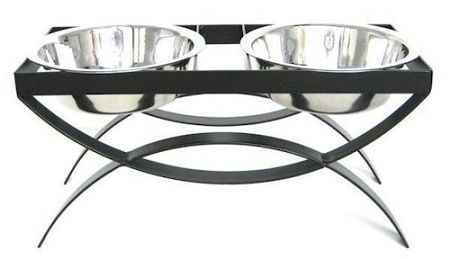 SeeSaw Elevated Dog Feeder with Stainless Steel Bowls (Option: Small/Black)