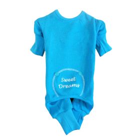 DoggieDesign Sweet Dreams Thermal Dog Pajamas (Color: Blue, size: X-Small)
