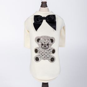 Teddy Bow Dog Tee (Color: Ivory, size: XXS)