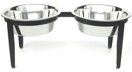 Visions Elevated Stainless Steel Dog Bowl with Wrought Iron Stand (Option: Small)