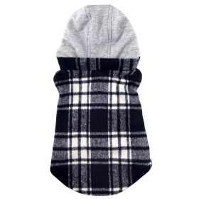DoggieDesign Weekender Dog Sweatshirt Hoodie (Color: Black & White Plaid Flannel, size: X-Small)